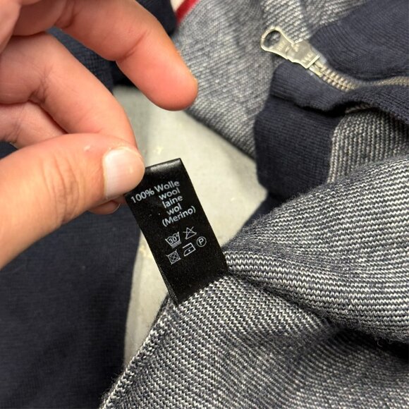 Phil Petter Alpin Merino Wool Zip Up Knit Sweater Heavyweight Grey/Blue Medium - Picture 8 of 8